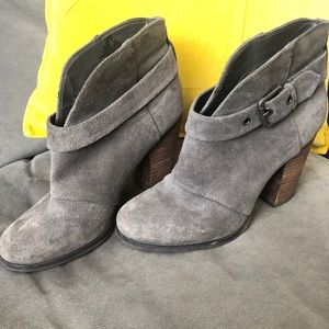 Gray Suede Block-heeled Booties